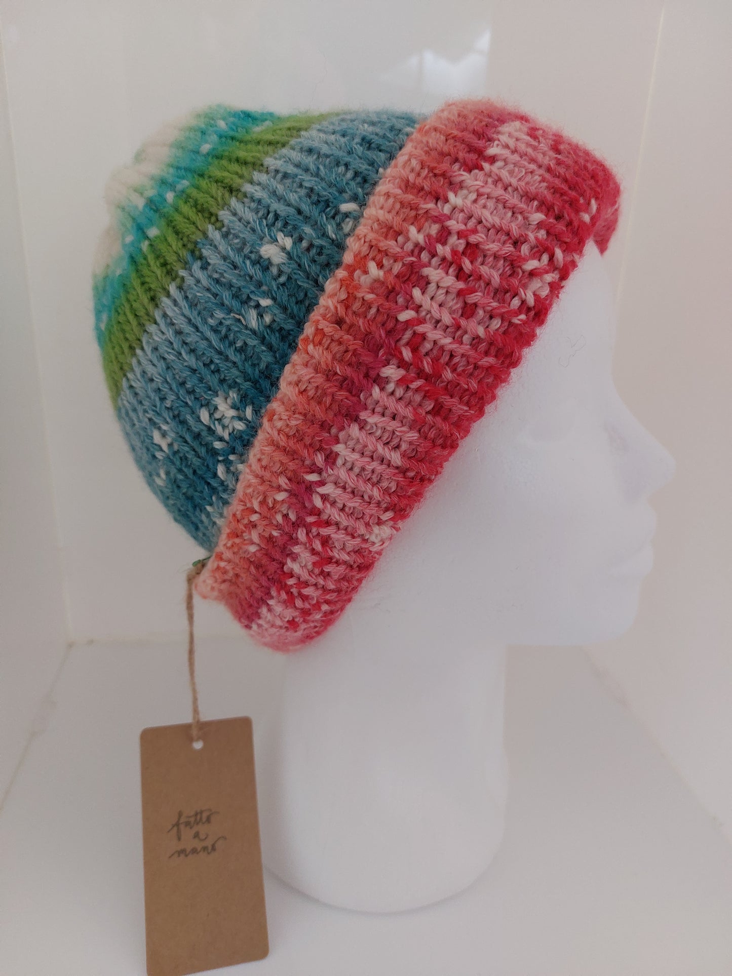 Cappello fatto a mano lana doubleface