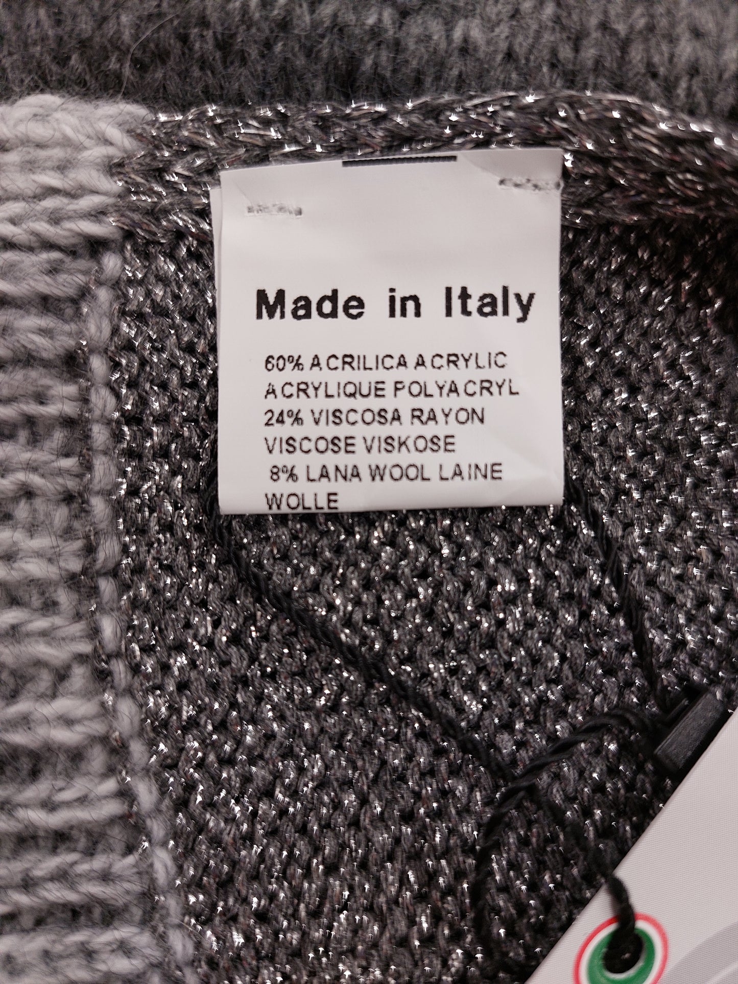 Completo sciarpa+cappello grigio e lurex made in italy