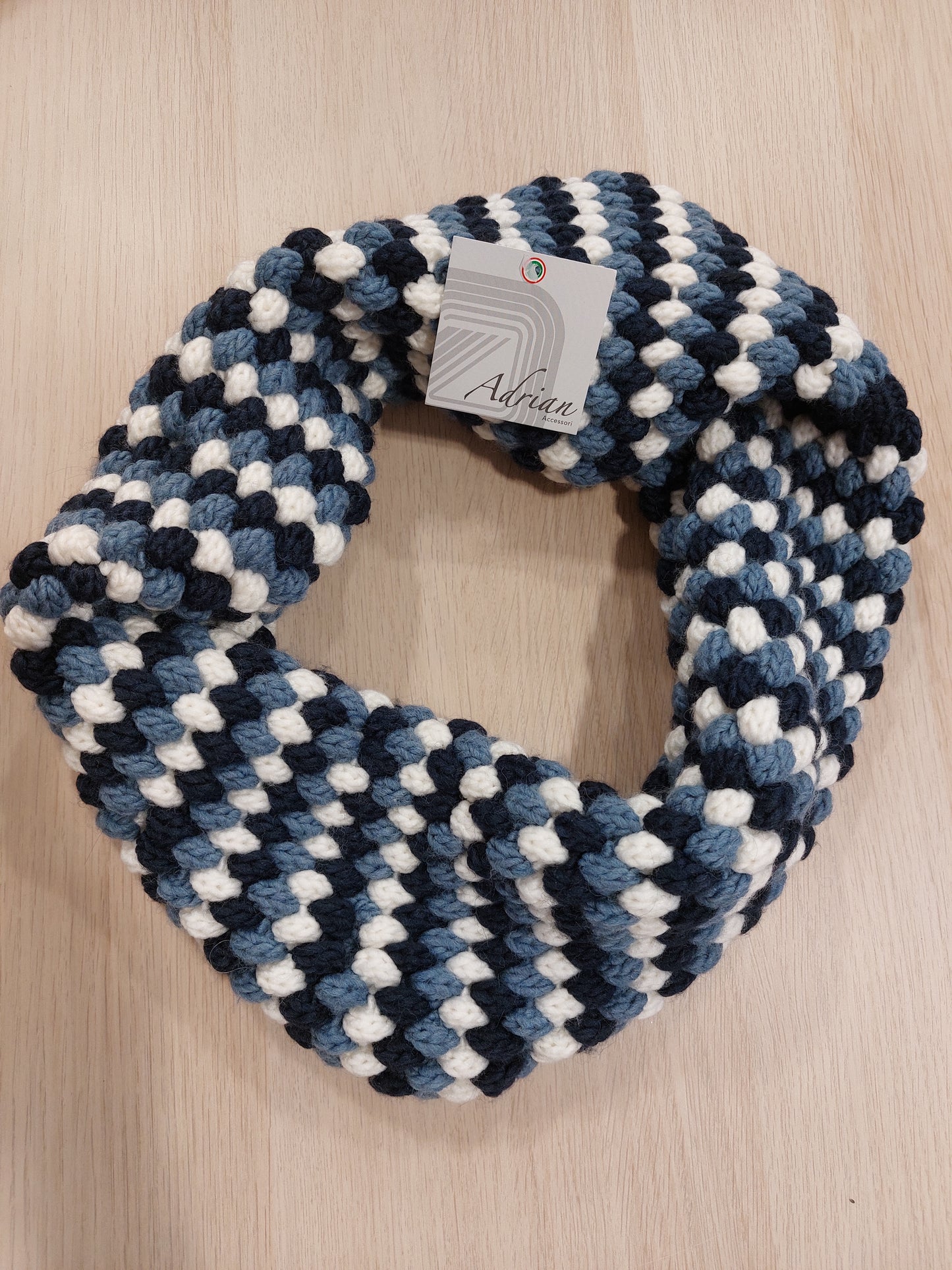 Maxi scaldacollo made in italy misto lana blu