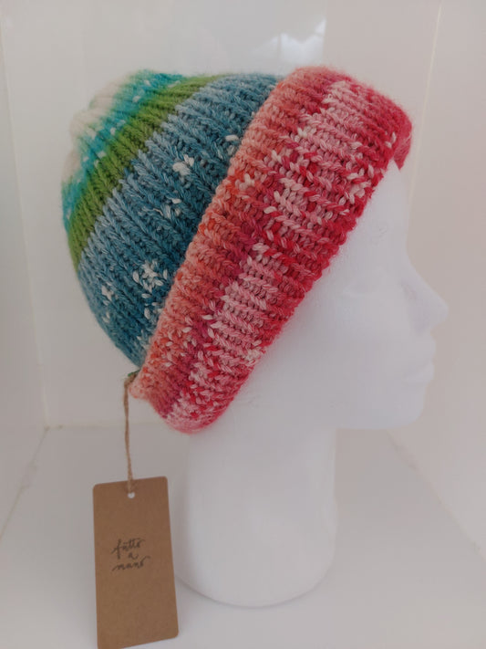 Cappello fatto a mano lana doubleface