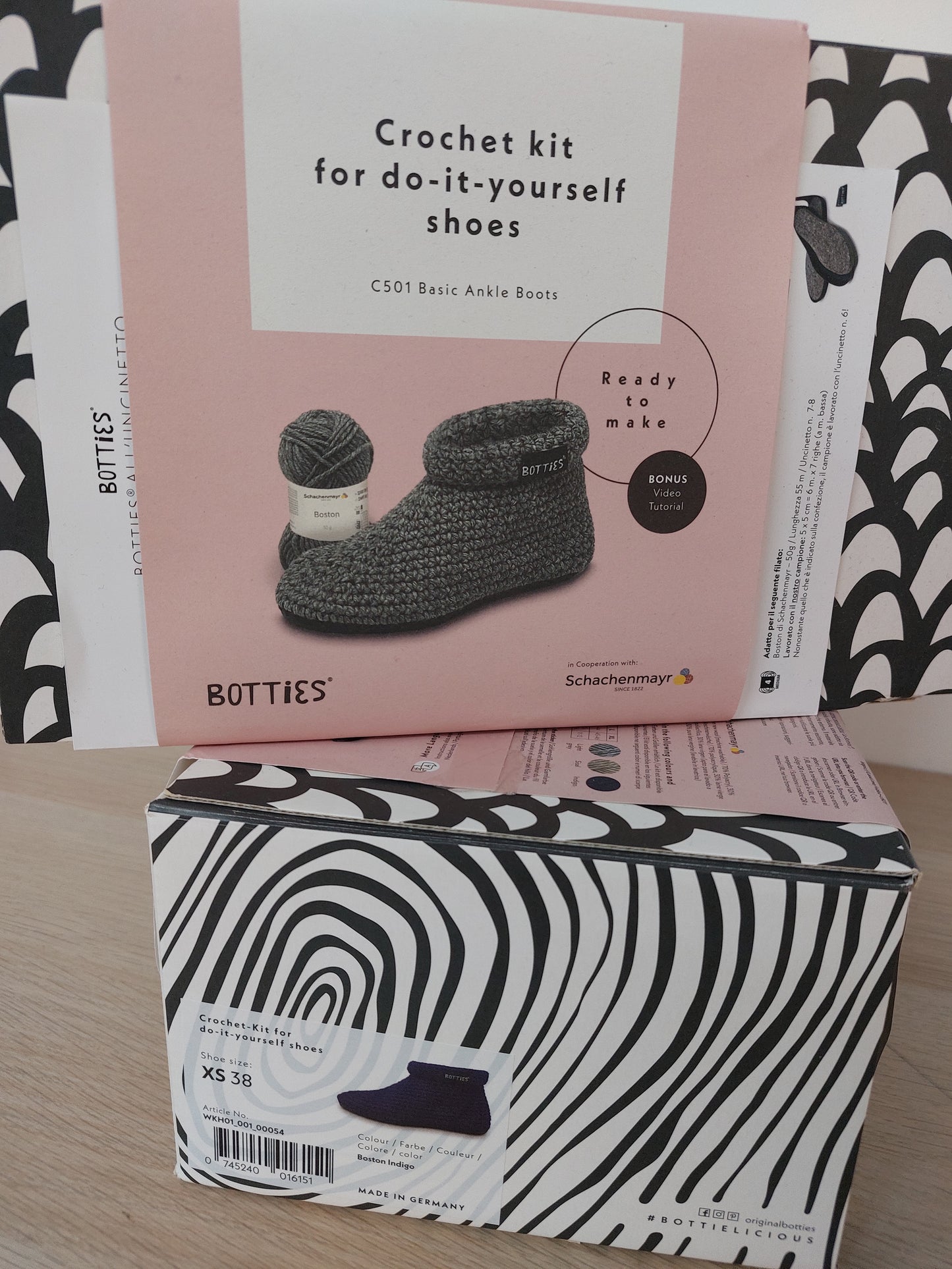 Crochet  kit shoes XS 38 Boston indigo scontatissimo