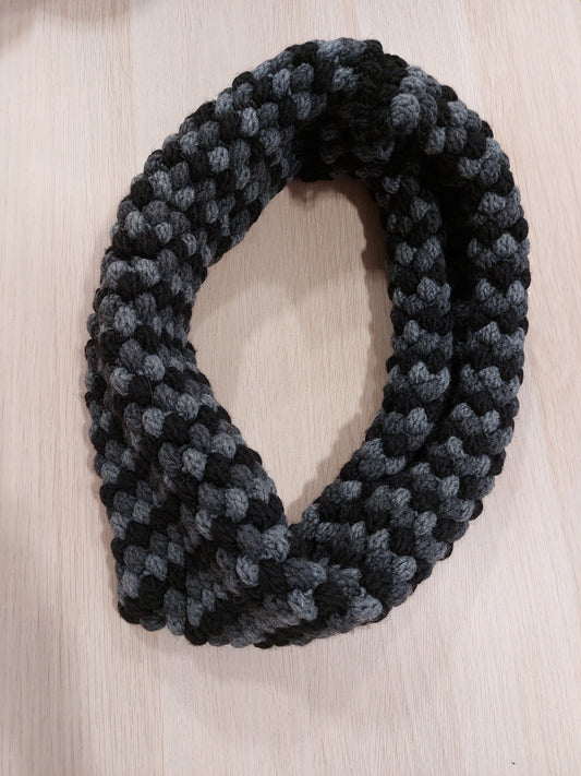 Maxi scaldacollo nero/grigio made in italy misto lana
