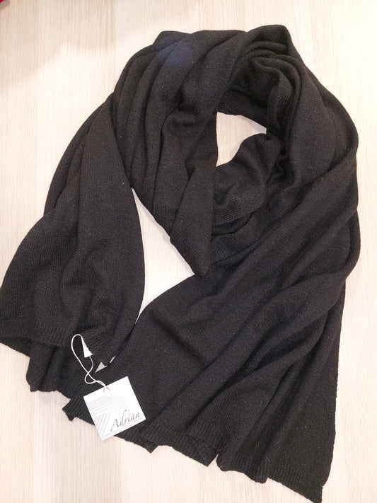 Stola misto lana nero leggermente lurex nero made in italy morbidissima