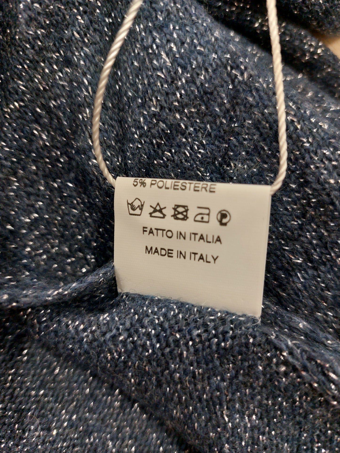 Stola sciarpa misto lana lurex leggera  made in italy colore blu