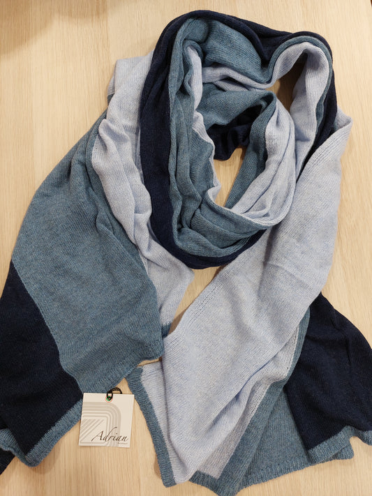 STOLA MISTO LANA /CACHEMIRE toni del blu jean MADE IN ITALY